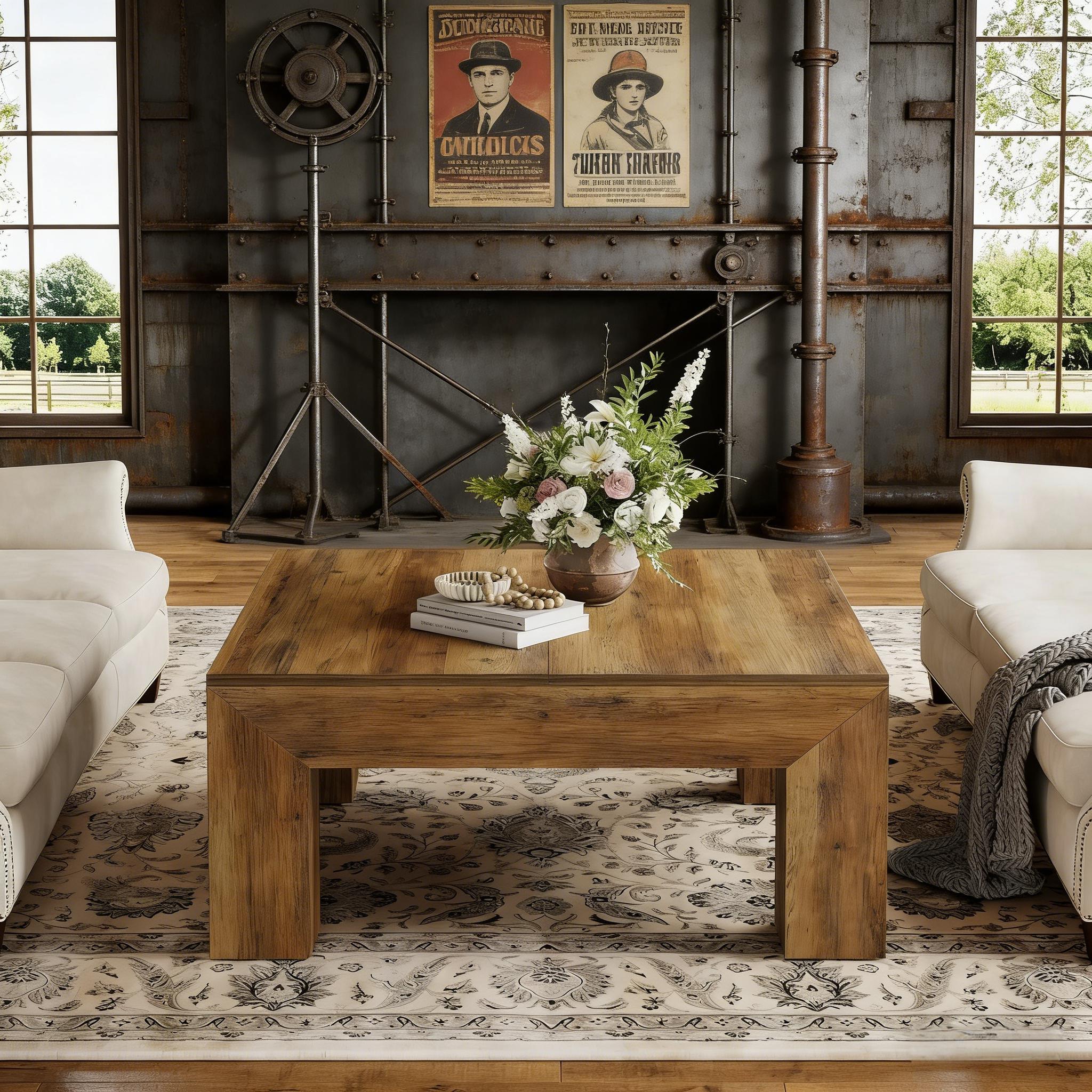 Coffee Table, Farmhouse Square Accent Center Cocktail Table_voghion.com